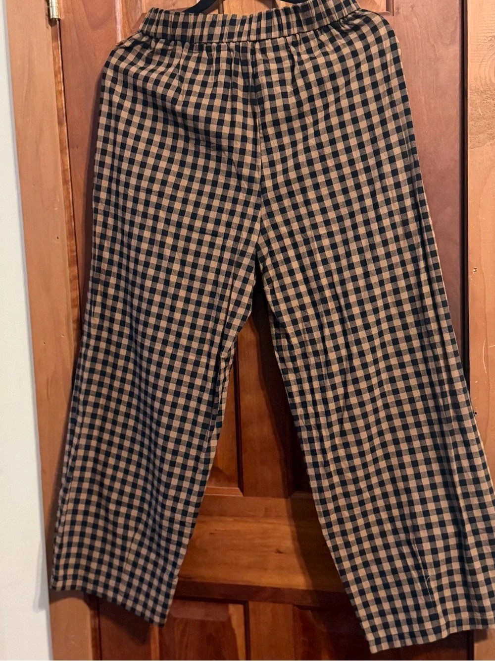 PrettyGarden Women’s Black & Tan Check Relaxed Chinos